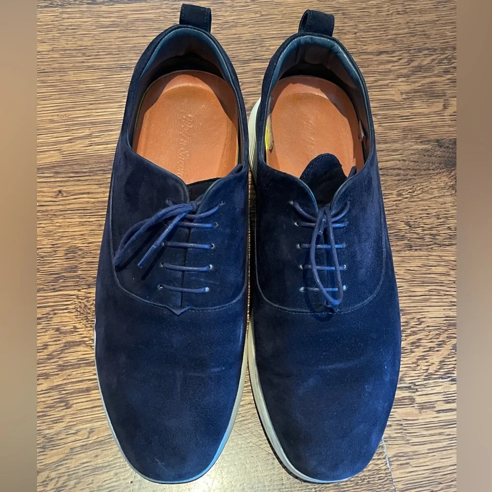 Men's Navy Suede Casual Lace-Up Shoes